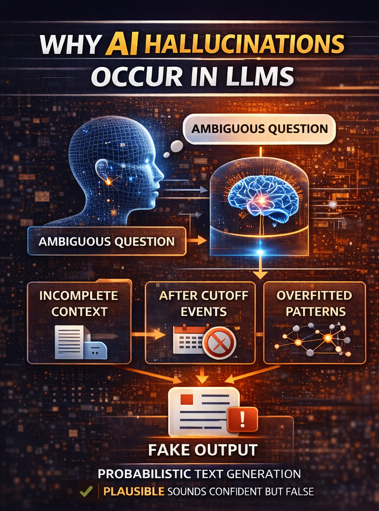 Why AI hallucinations occur in large language models due to ambiguous prompts incomplete context and knowledge cutoff limitations